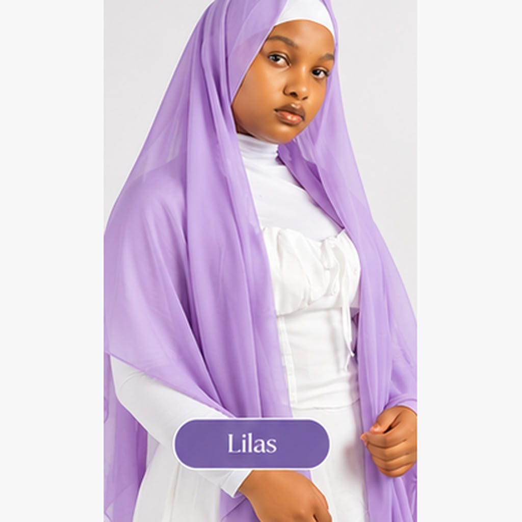 Hijab en mousseline Lunøør, lilas