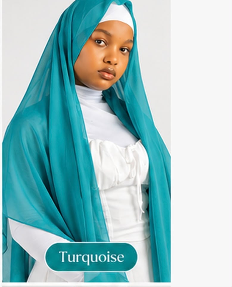 Hijab en mousseline Lunøør, turquoise