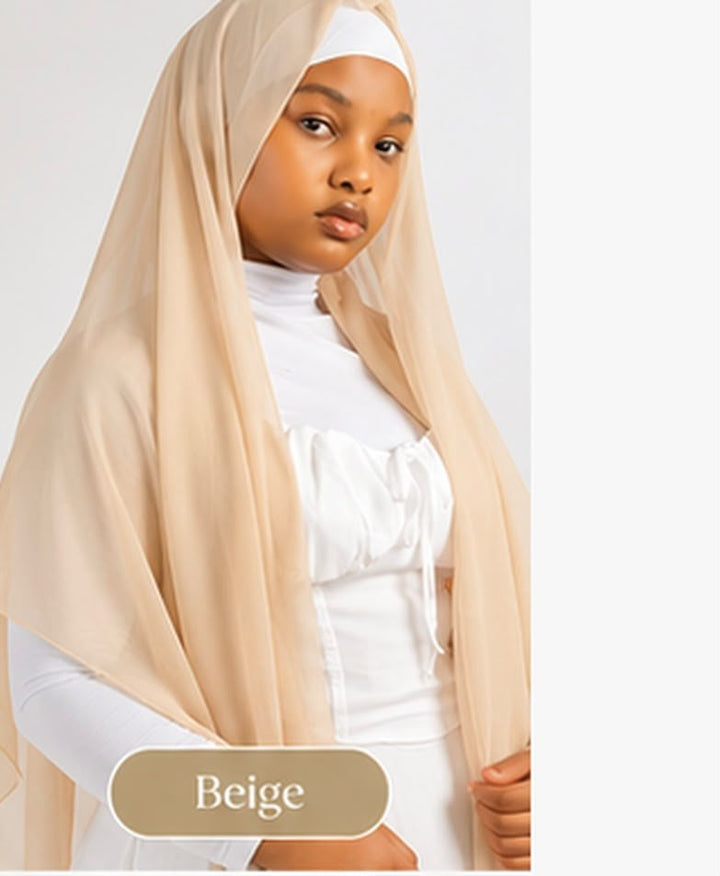 Hijab en mousseline Lunøør, beige