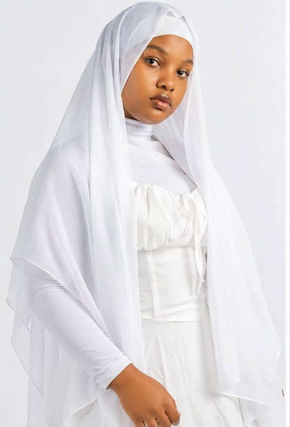 Hijab en mousseline Lunøør, blanc
