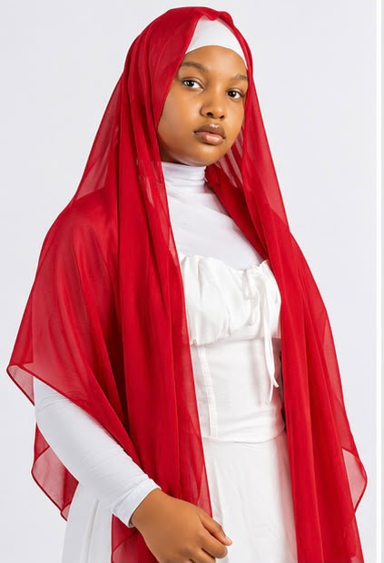 Hijab en mousseline Lunøør, rouge
