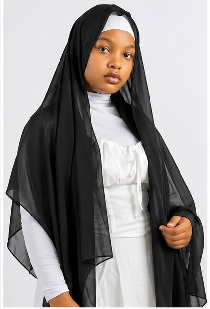 Hijab en mousseline Lunøør, noir
